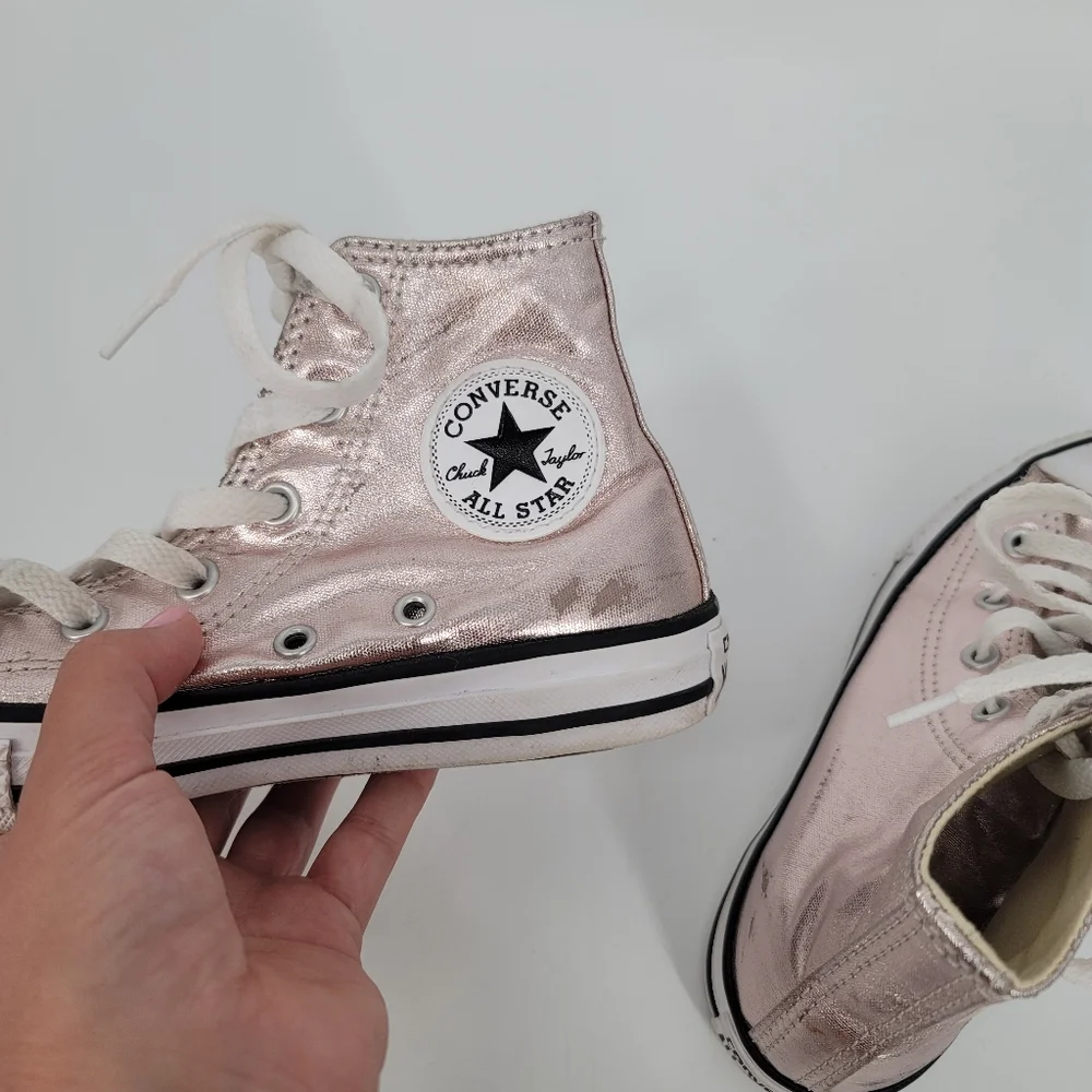 Converse YOUTH Pink Metallic High Top Sneakers Size 1